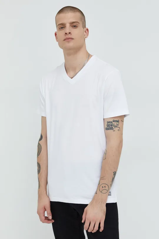 bela Bombažna kratka majica Hollister Co. Moški