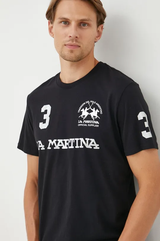 črna Bombažna kratka majica La Martina Moški