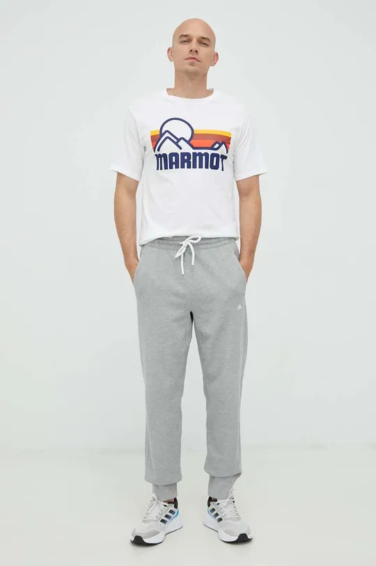 Βαμβακερό μπλουζάκι Marmot λευκό