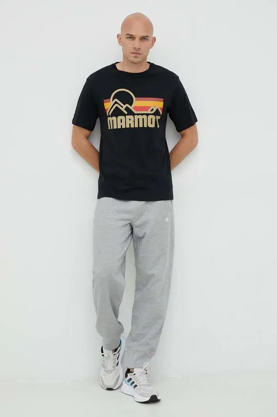 Βαμβακερό μπλουζάκι Marmot μαύρο