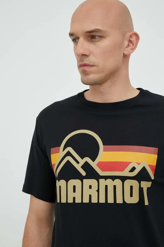 μαύρο Βαμβακερό μπλουζάκι Marmot