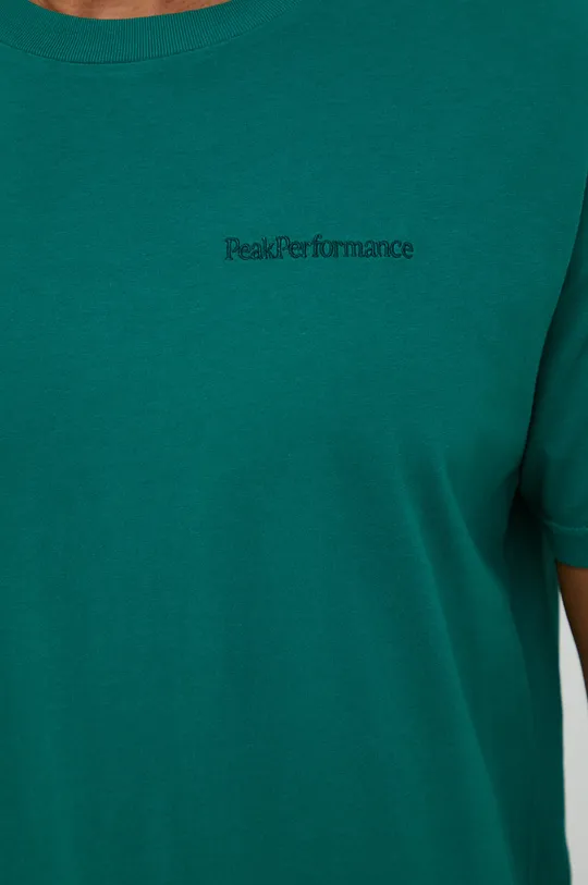 zelena Bombažna kratka majica Peak Performance