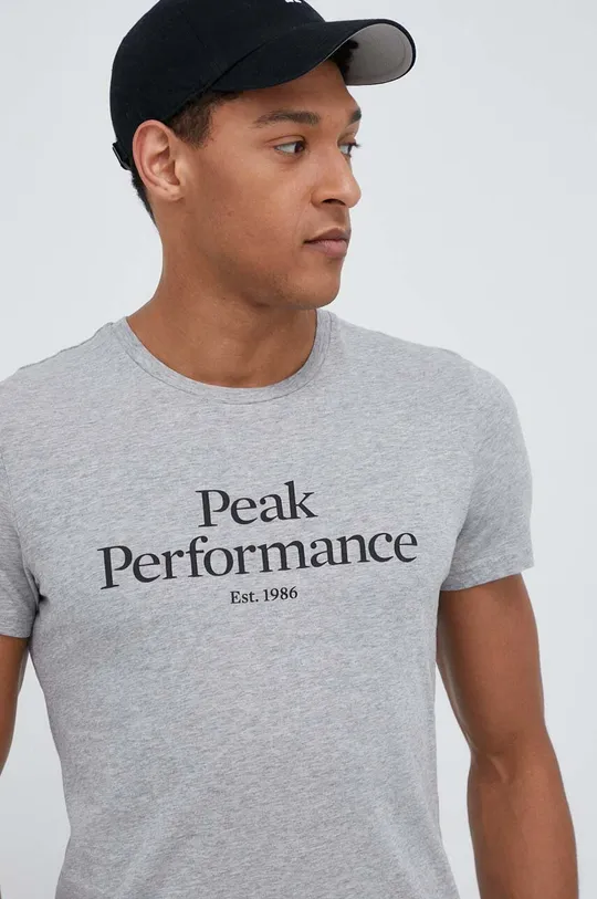 γκρί Βαμβακερό μπλουζάκι Peak Performance