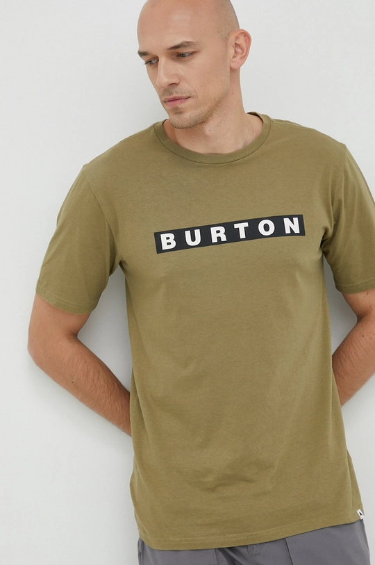 зелёный Хлопковая футболка Burton Мужской