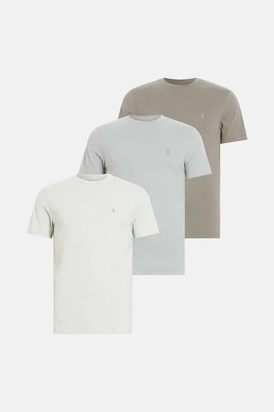 beżowy AllSaints t-shirt bawełniany BRACE SS CREW 3-pack Męski