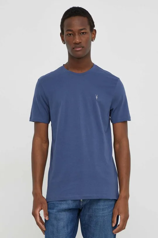 Бавовняна футболка AllSaints блакитний