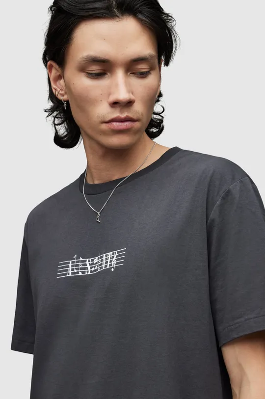 Βαμβακερό μπλουζάκι AllSaints μαύρο