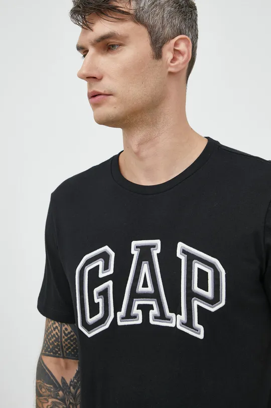 μαύρο Βαμβακερό μπλουζάκι GAP