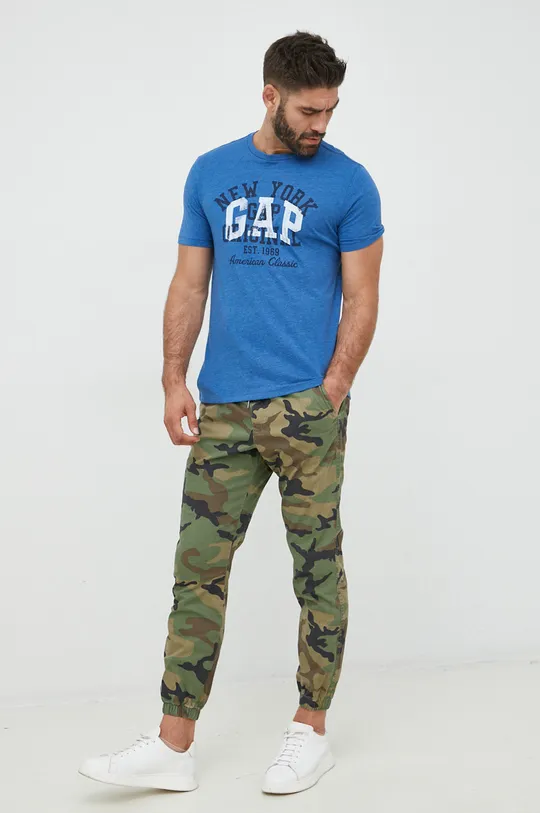 Βαμβακερό μπλουζάκι GAP μπλε