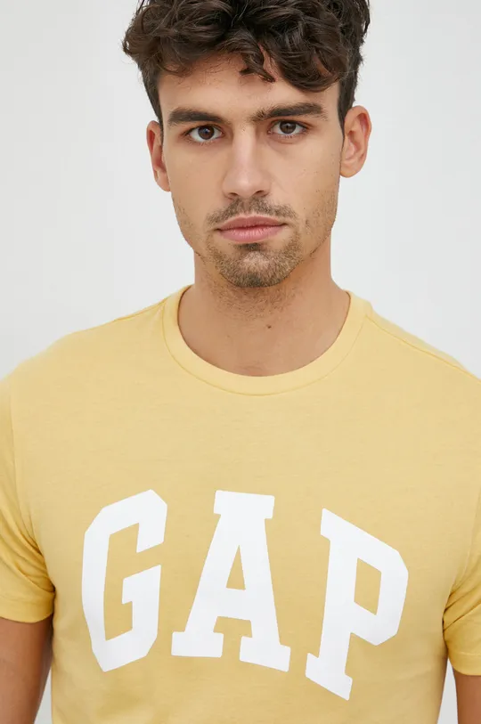 musztardowy GAP t-shirt bawełniany Męski