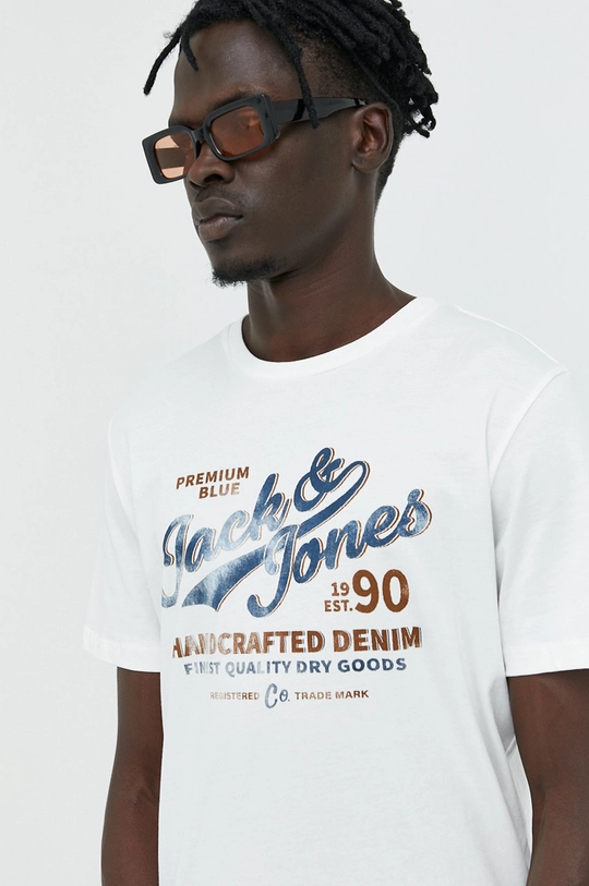 λευκό Βαμβακερό μπλουζάκι Jack & Jones