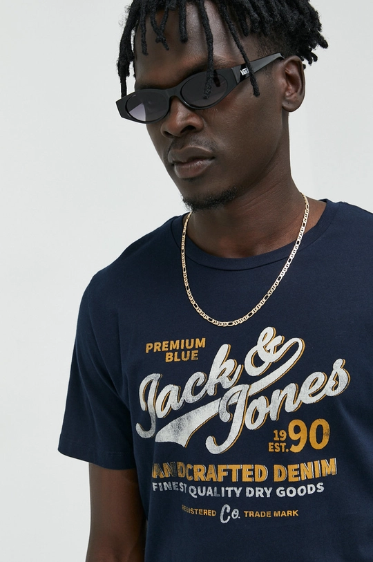 σκούρο μπλε Βαμβακερό μπλουζάκι Jack & Jones