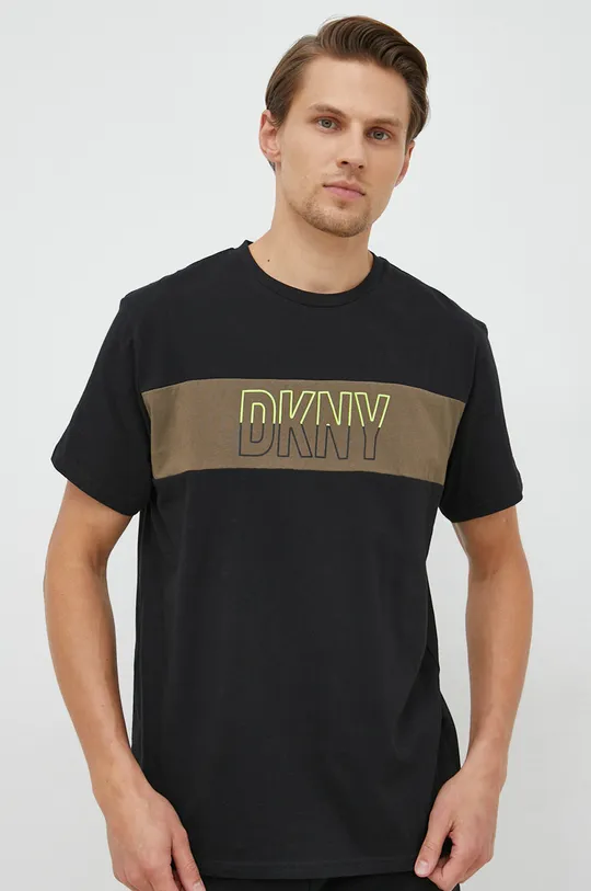 μαύρο Βαμβακερό μπλουζάκι DKNY Ανδρικά