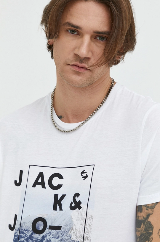 λευκό βαμβακερό μπλουζάκι Jack & Jones