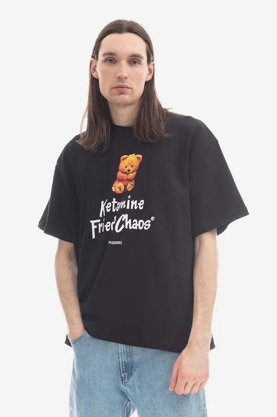 czarny PLEASURES t-shirt bawełniany Ketamine Męski