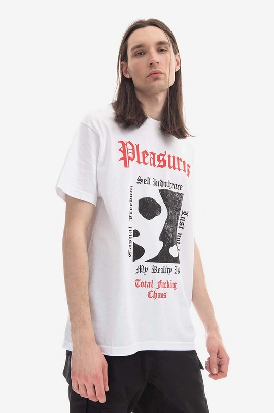 biały PLEASURES t-shirt bawełniany Reality Męski