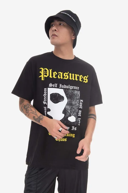 czarny PLEASURES t-shirt bawełniany Reality Męski