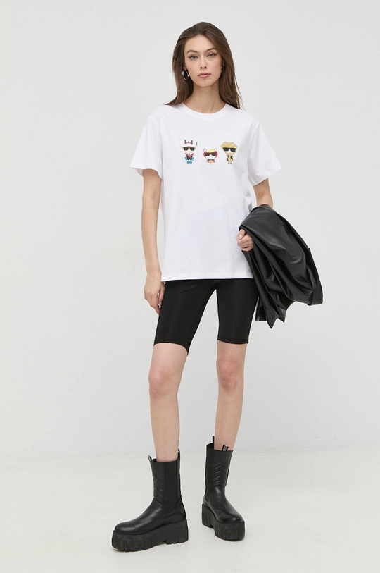 Karl Lagerfeld t-shirt bawełniany 225W1791 biały