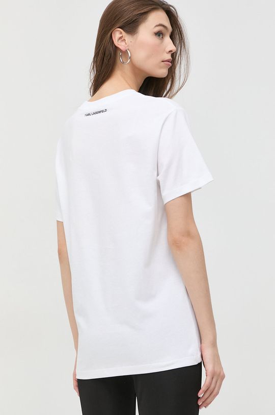 biały Karl Lagerfeld t-shirt bawełniany 225W1791