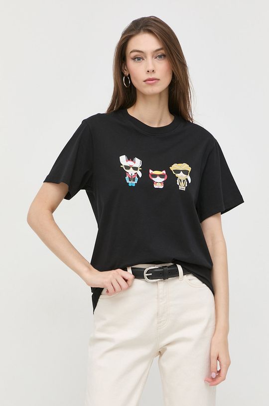 czarny Karl Lagerfeld t-shirt bawełniany 225W1791 Unisex