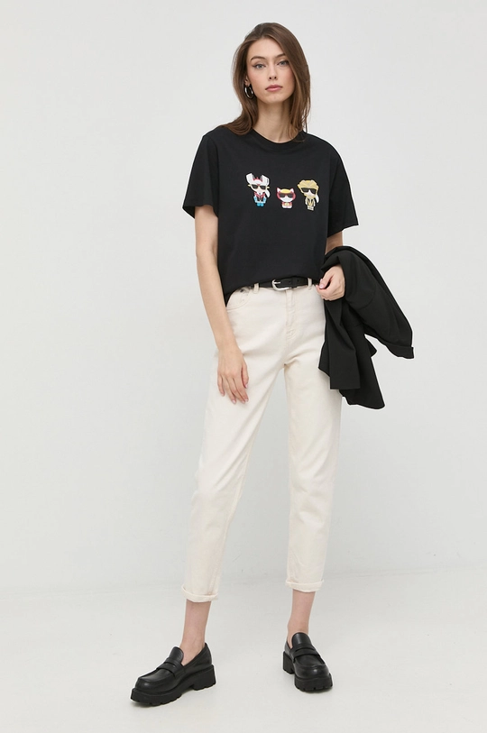 Karl Lagerfeld t-shirt bawełniany 225W1791 czarny