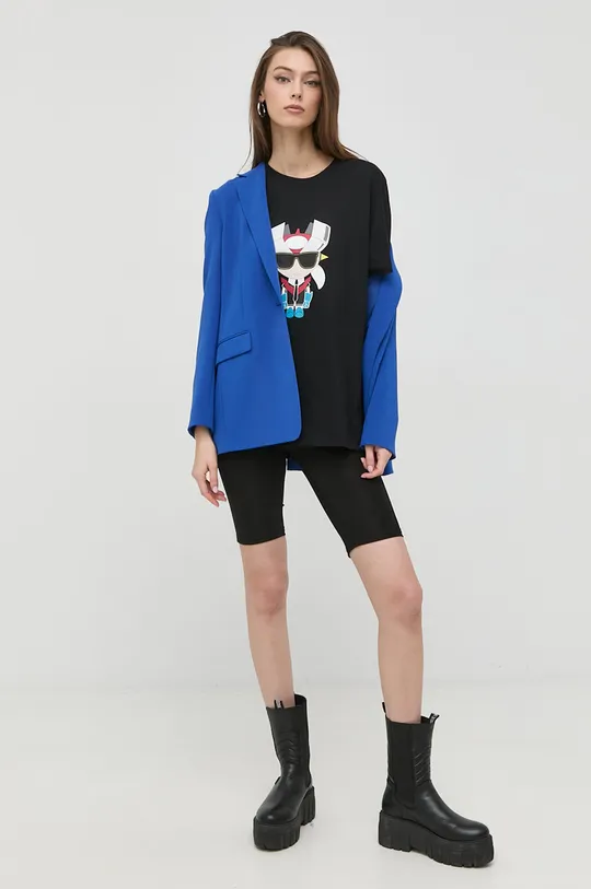 czarny Karl Lagerfeld t-shirt bawełniany 225W1792 Unisex