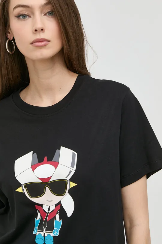 czarny Karl Lagerfeld t-shirt bawełniany 225W1792