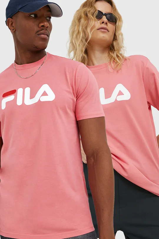 ροζ Βαμβακερό μπλουζάκι Fila Unisex
