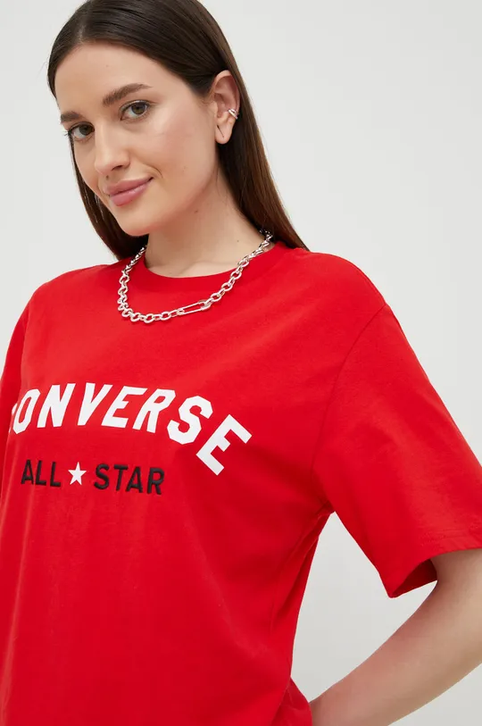 czerwony Converse t-shirt bawełniany
