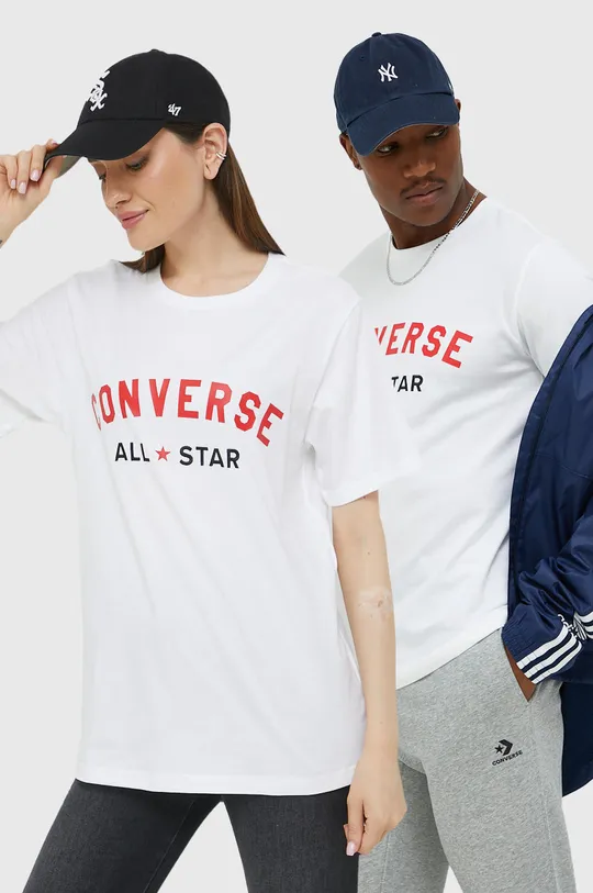 λευκό Βαμβακερό μπλουζάκι Converse Unisex