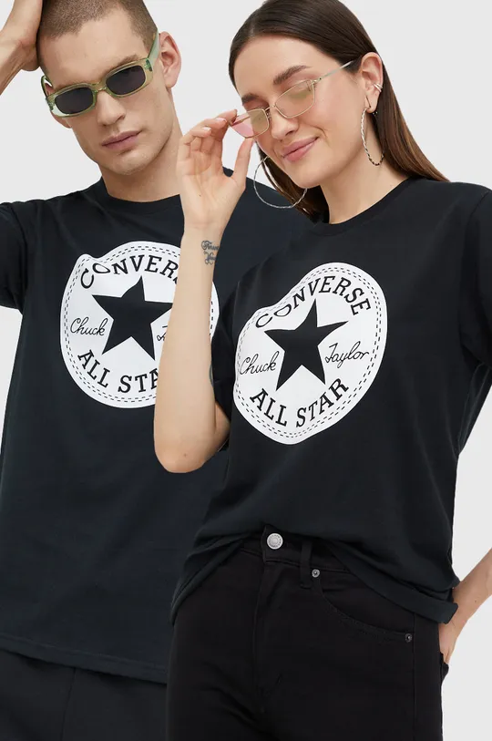 černá Bavlněné tričko Converse Unisex