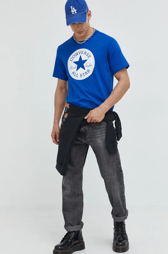 μπλε Βαμβακερό μπλουζάκι Converse
