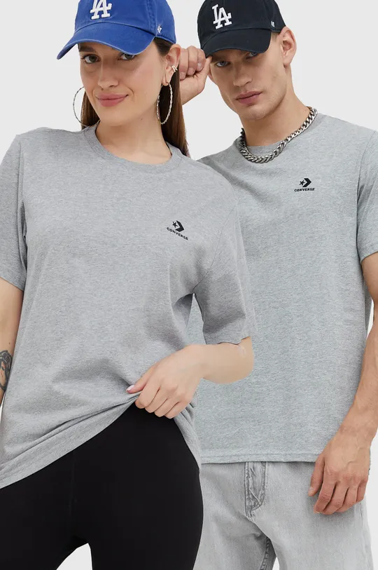 szary Converse t-shirt bawełniany Unisex