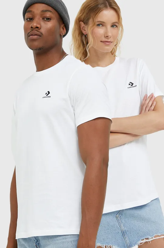 biały Converse t-shirt bawełniany Unisex
