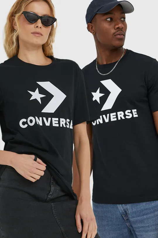 fekete Converse pamut póló Uniszex