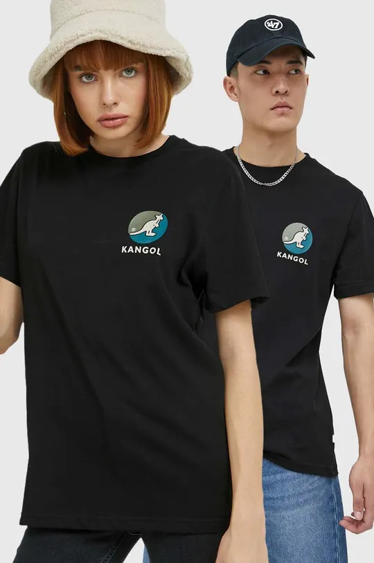 czarny Kangol t-shirt bawełniany Unisex