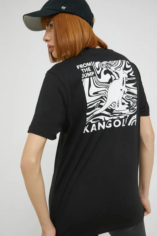 μαύρο Βαμβακερό μπλουζάκι Kangol