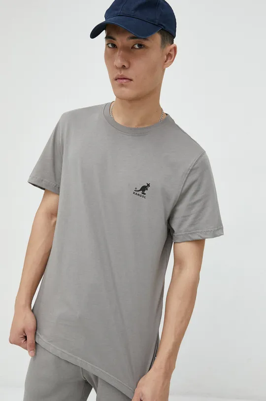 Bombažna kratka majica Kangol siva