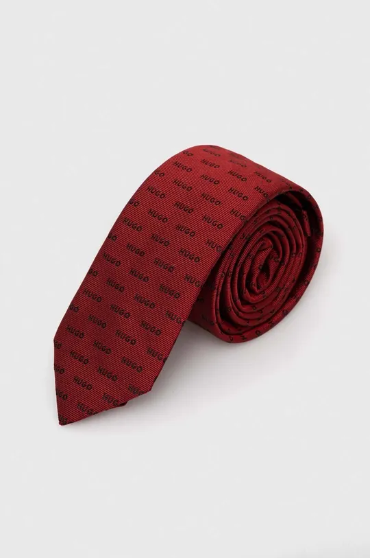 czerwony HUGO krawat jedwabny Męski