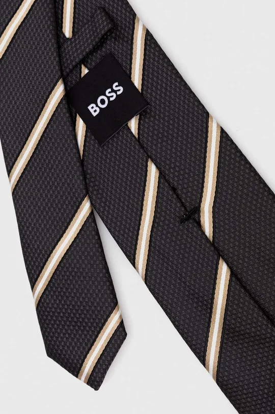 Hodvábna kravata BOSS sivá