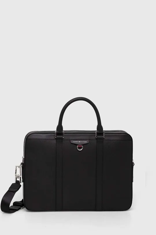 μαύρο Δερμάτινη τσάντα φορητού υπολογιστή Tommy Hilfiger Ανδρικά