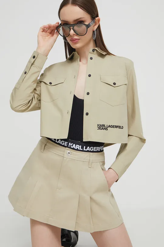 béžová Bavlnená košeľa Karl Lagerfeld Jeans Dámsky