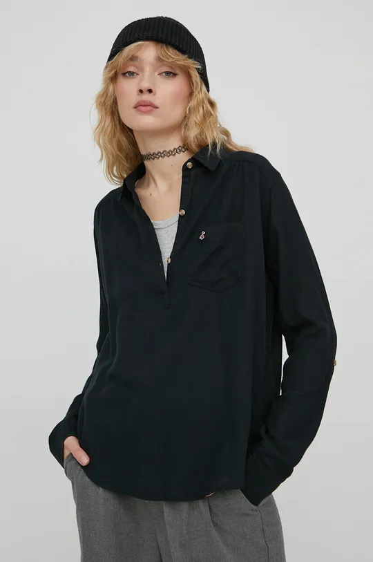 μαύρο Βαμβακερό πουκάμισο Hollister Co. Γυναικεία