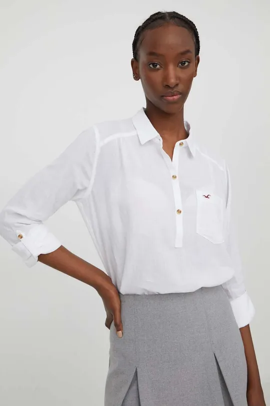 λευκό Βαμβακερή μπλούζα Hollister Co. Γυναικεία