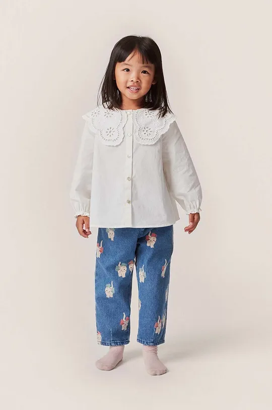 белый Детская хлопковая блузка Konges Sløjd Для девочек