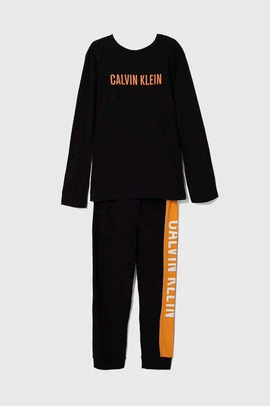 črna Otroška bombažna pižama Calvin Klein Underwear Fantovski