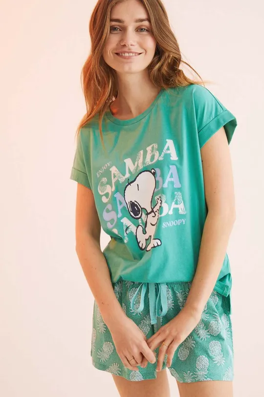 zielony women'secret piżama bawełniana Snoopy Damski