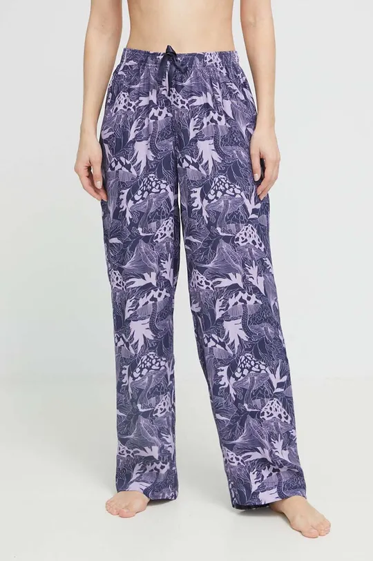 fioletowy HUGO piżama z domieszką jedwabiu