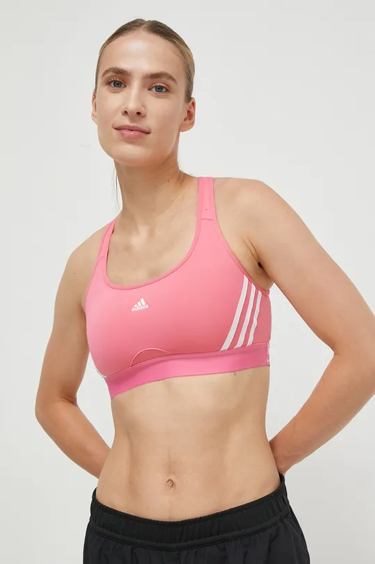 różowy adidas Performance biustonosz sportowy Powerreact Damski