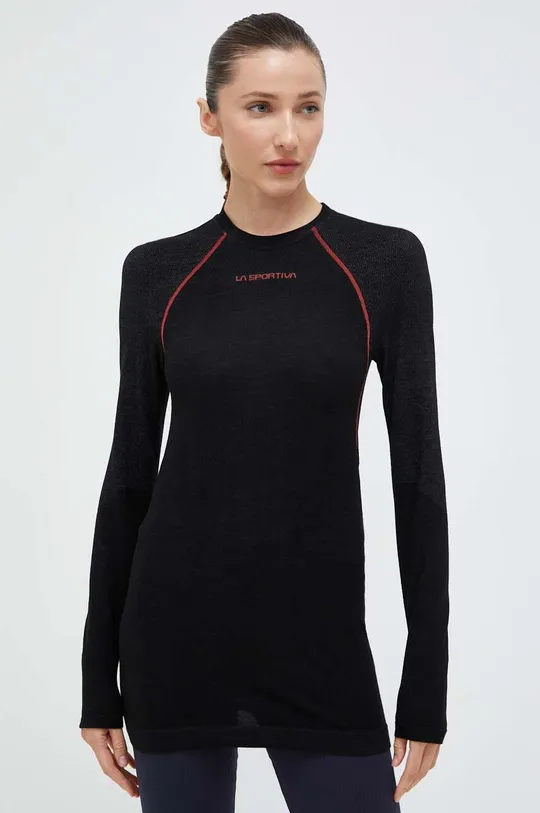 μαύρο Λειτουργικό μακρυμάνικο πουκάμισο LA Sportiva Wool40 Aero Γυναικεία